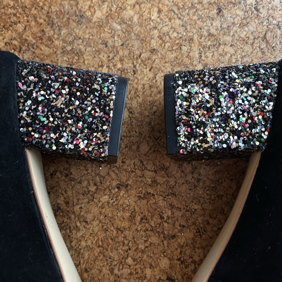 J. Crew Bryn black suede glitter block heels excellent condition - Picture 8 of 8